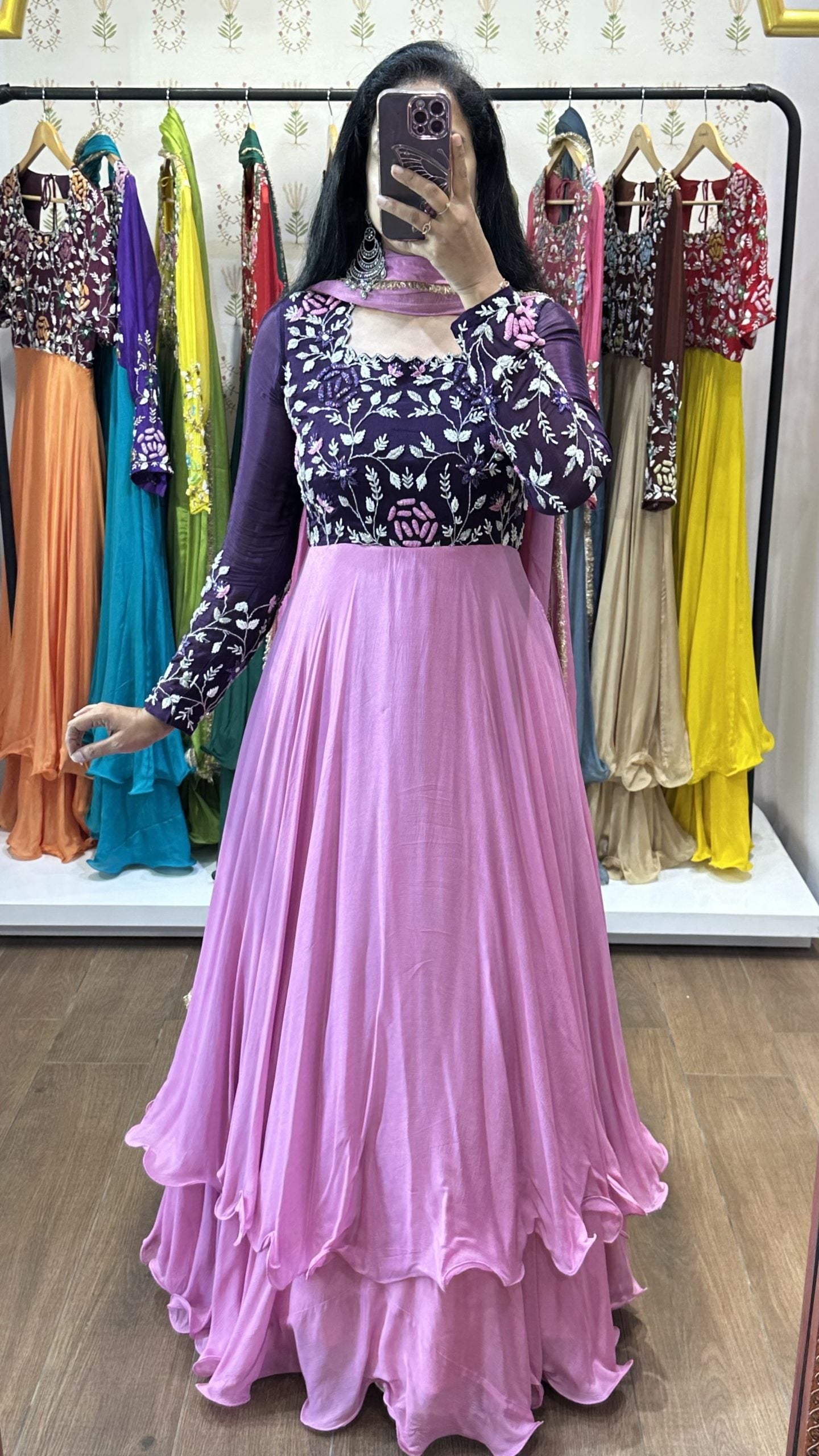 Tanirika Purple Pink Printed Suit Set