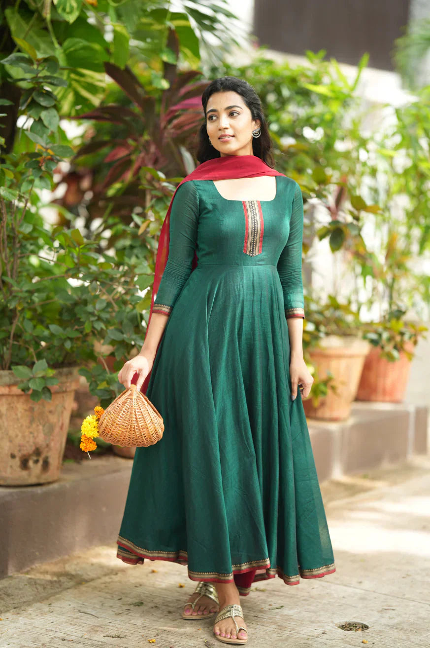 Charvika Temple Cotton Anarkali Set