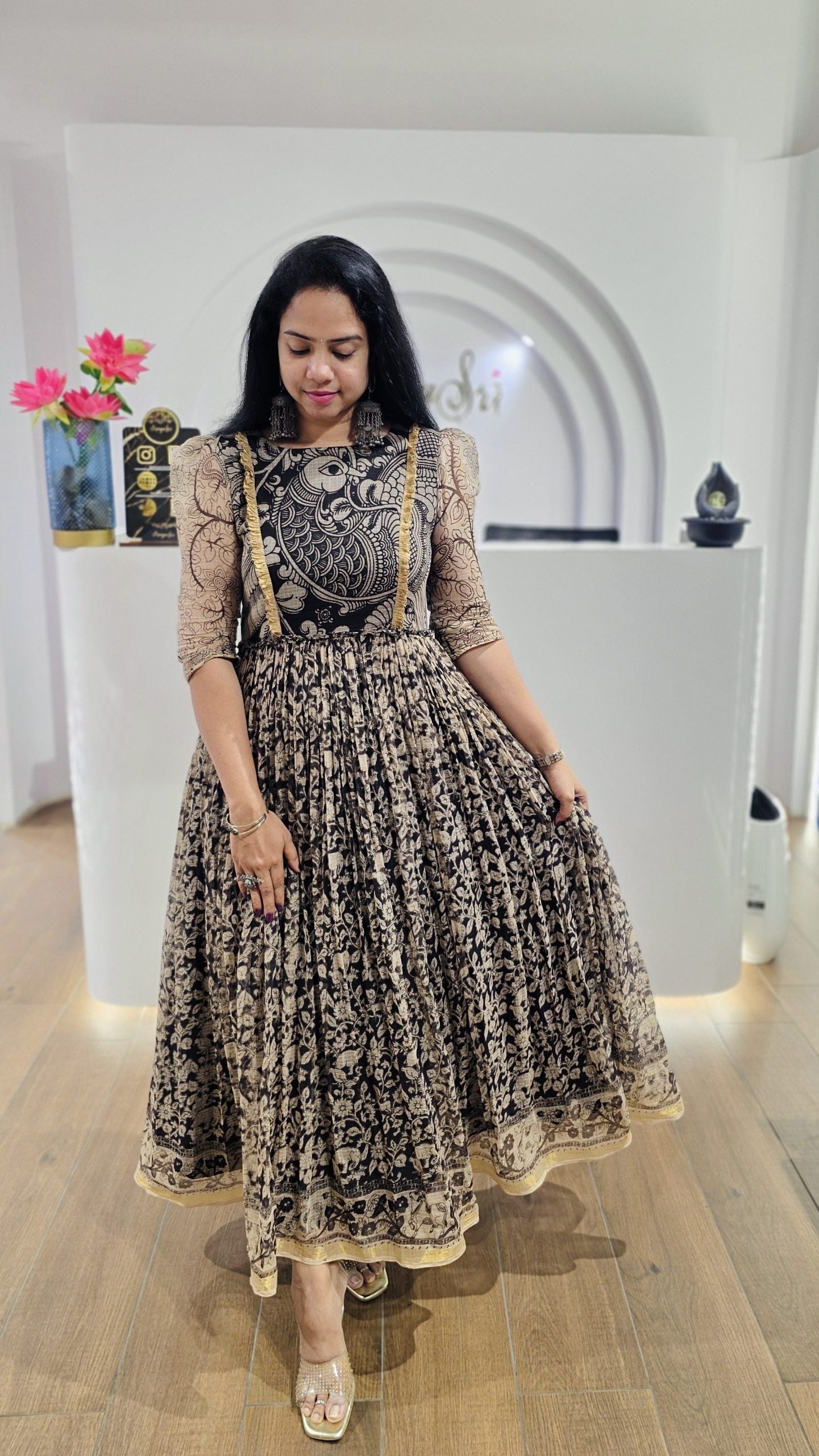 Oviya Black Kota Kalamkari Kurta Set