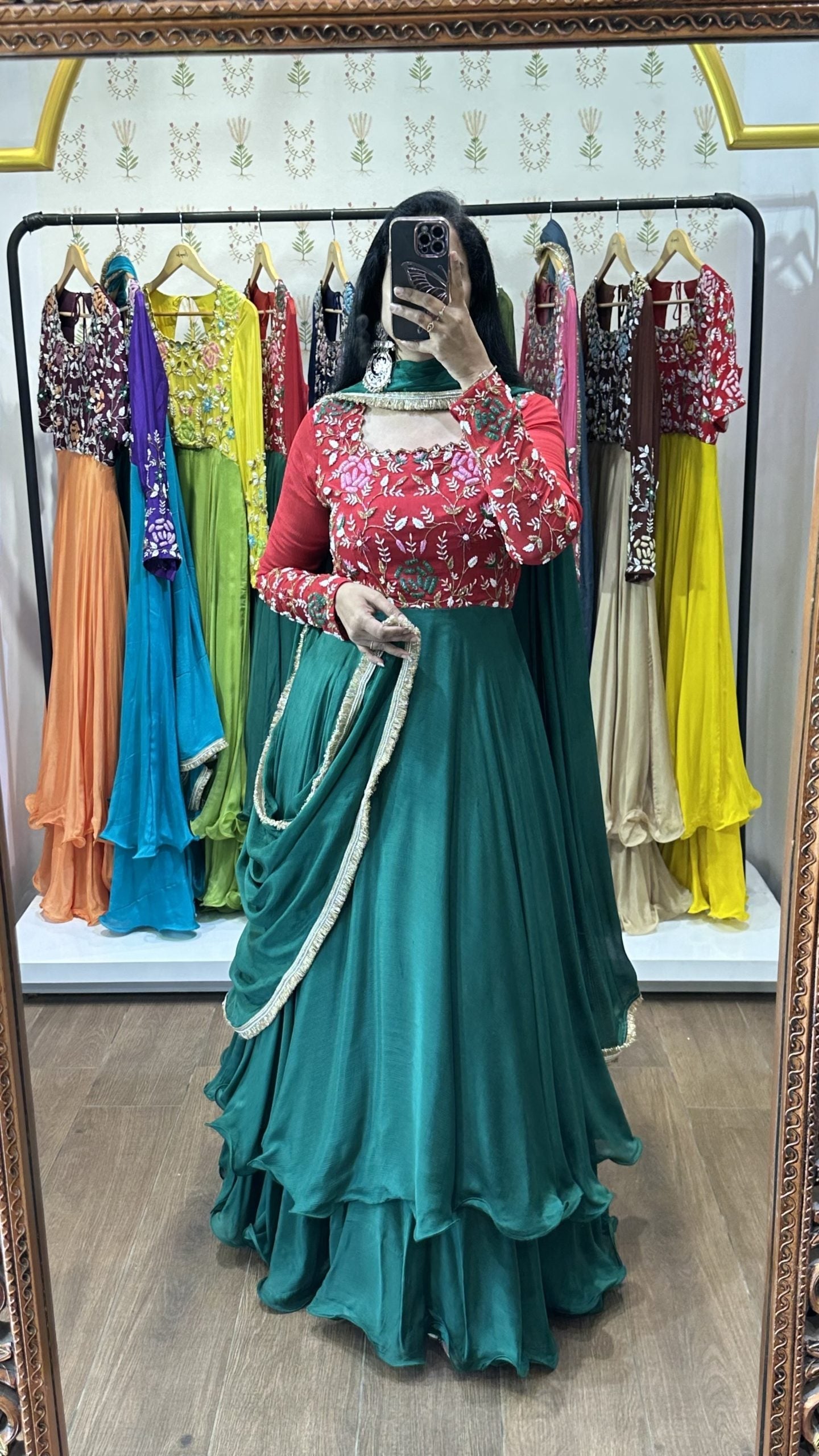 Samridhi Red Green Printed Suit Set