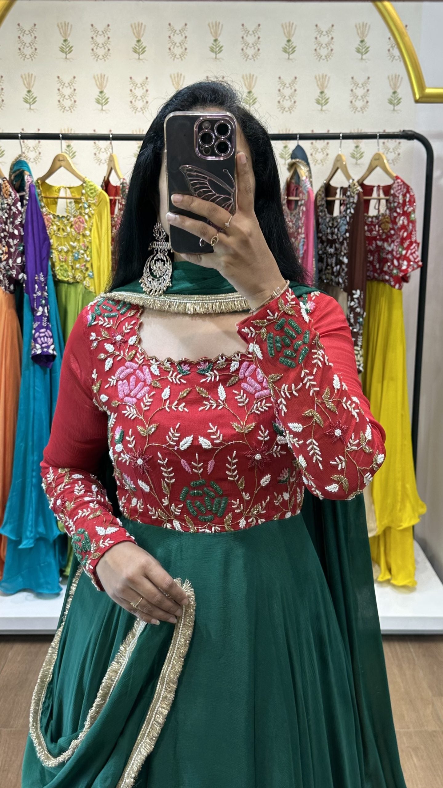 Samridhi Red Green Printed Suit Set