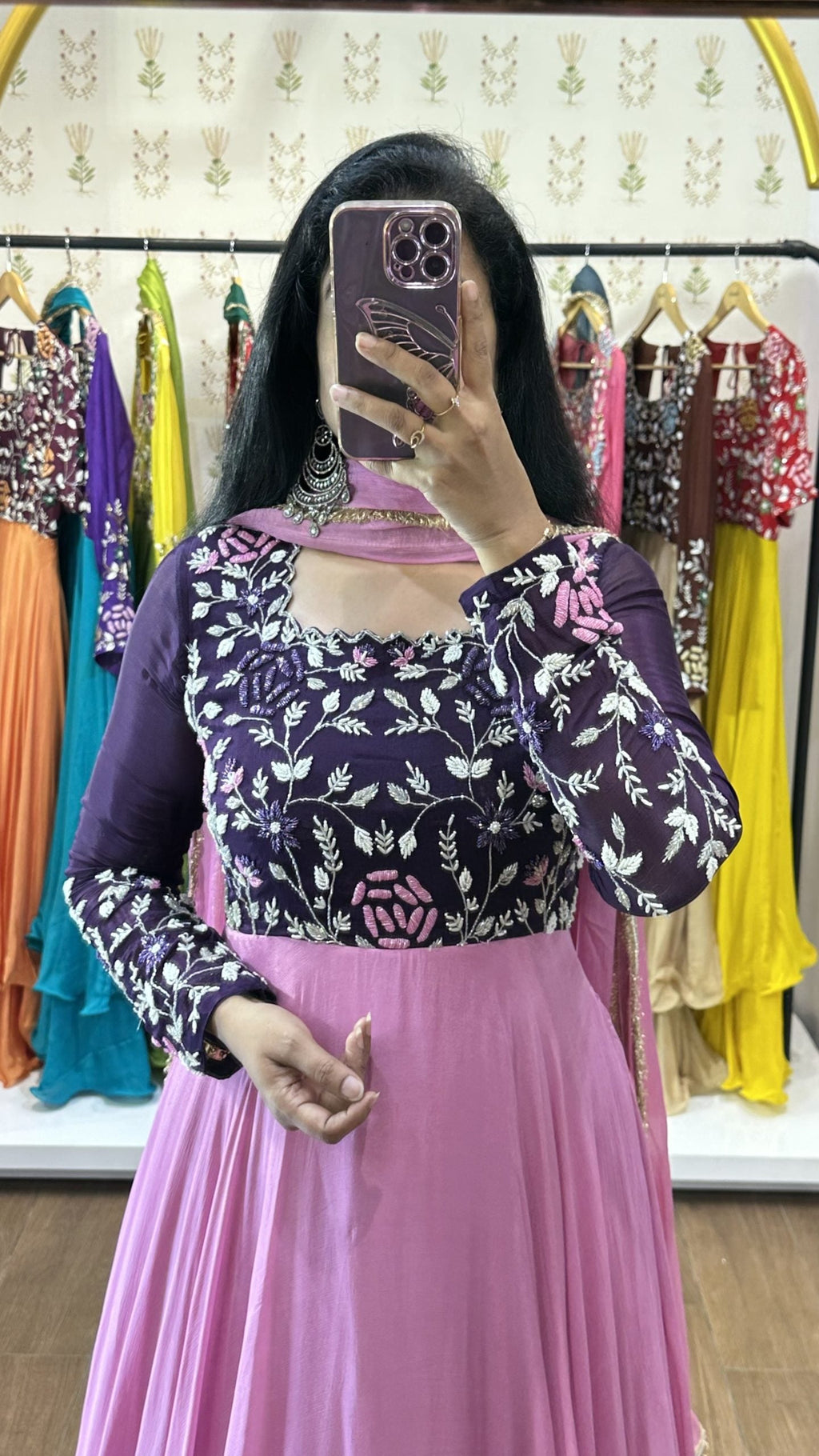 Tanirika Purple Pink Printed Suit Set