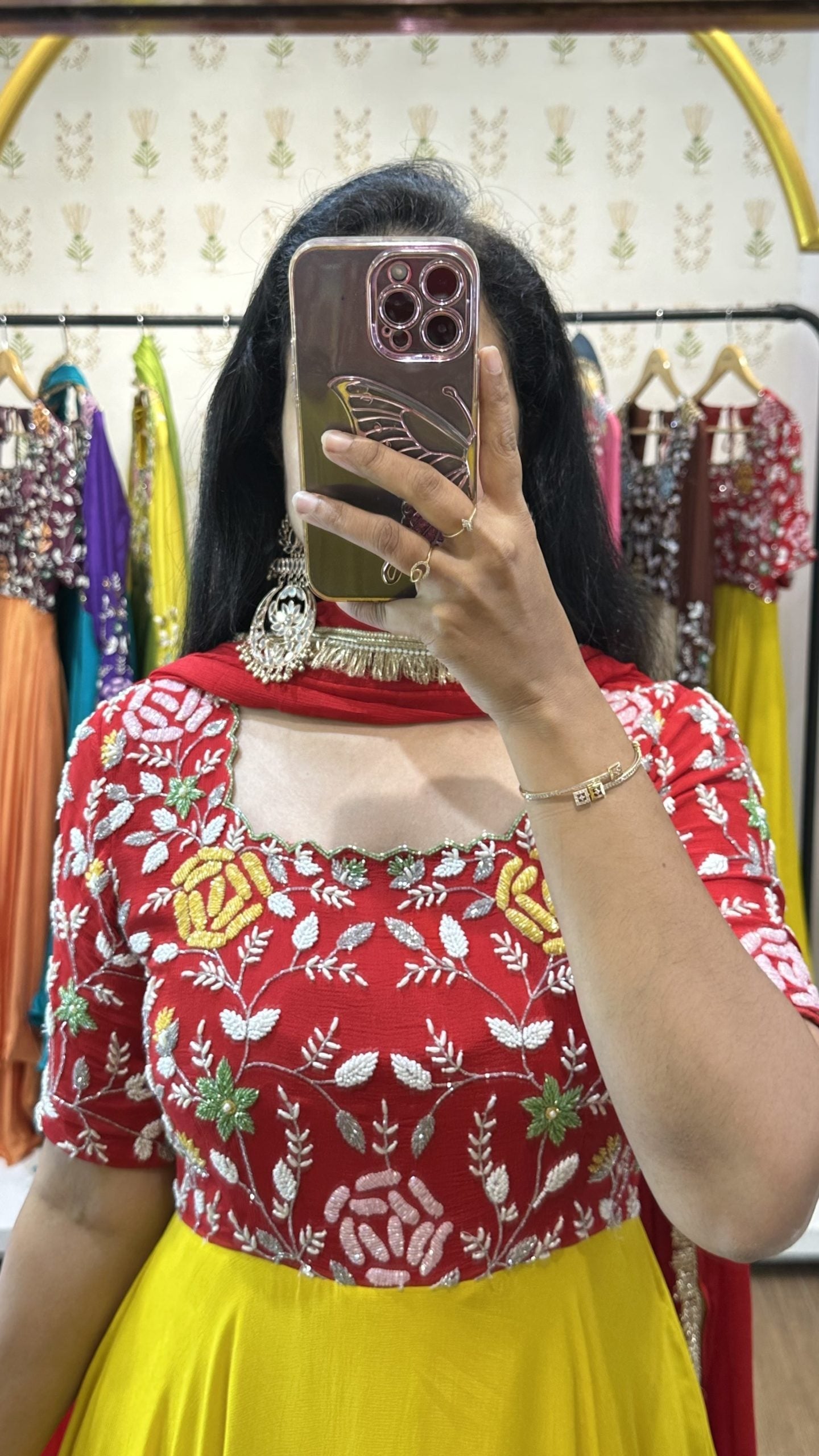 Radhika Red Yellow Printed Suit Set