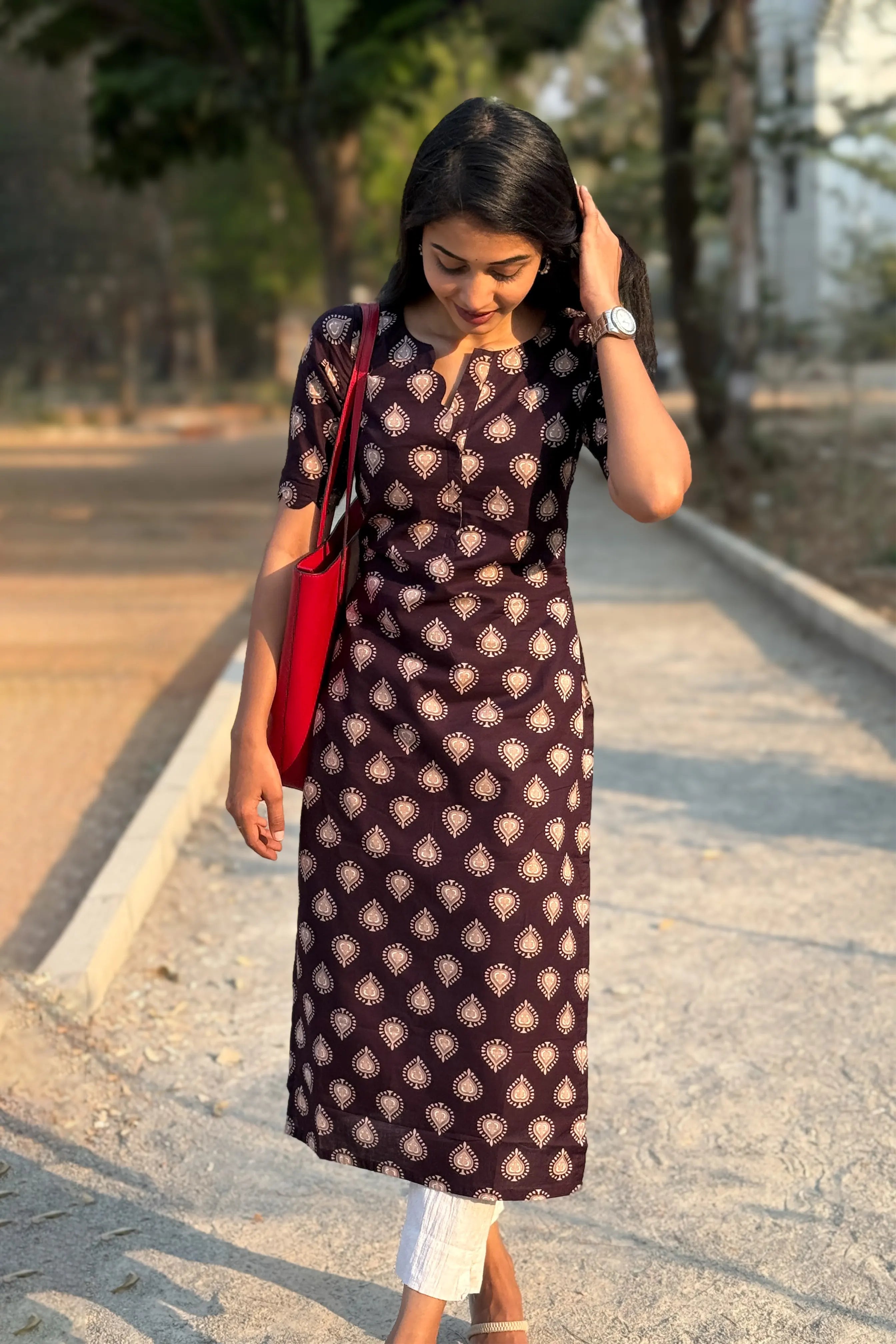 Wine Cotton kurti