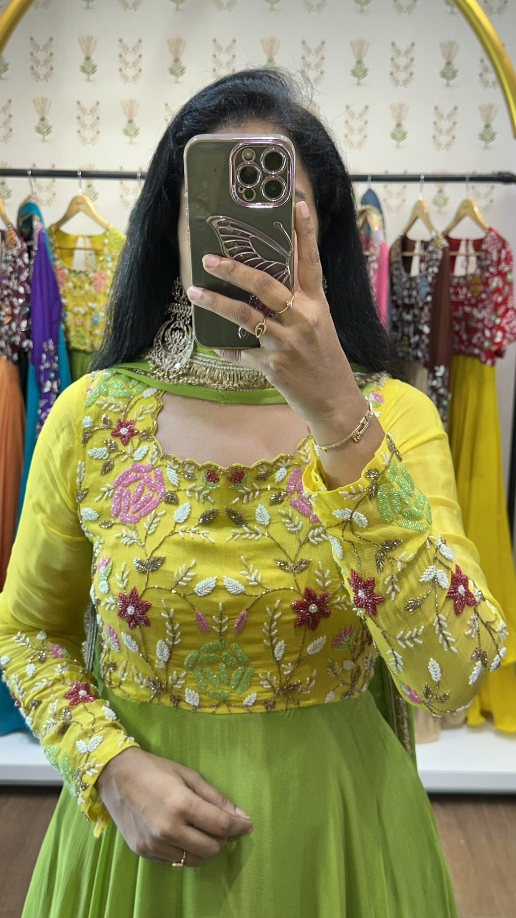 Ojaswini Yellow Green Printed Suit Set