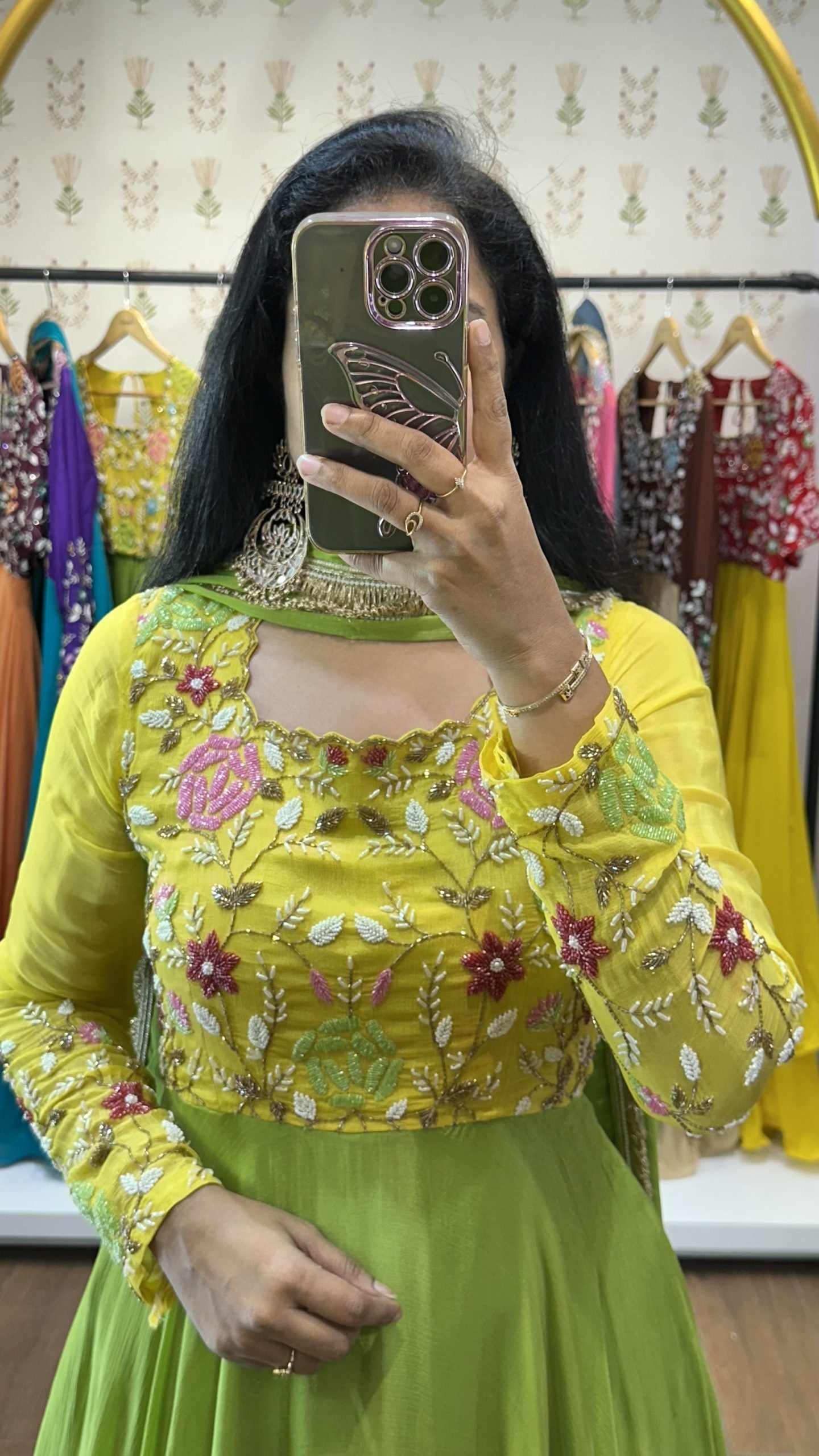 Ojaswini Yellow Green Printed Suit Set