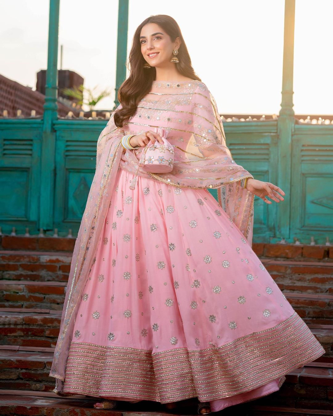 Mahika Pink Loop Anarkali Suit Set