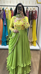 Ojaswini Yellow Green Printed Suit Set