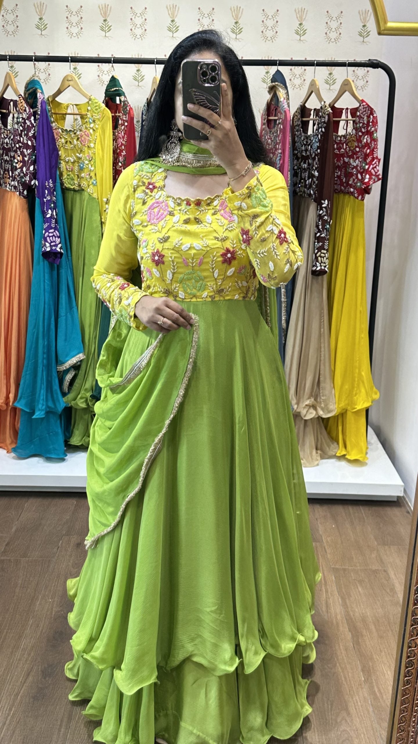 Ojaswini Yellow Green Printed Suit Set