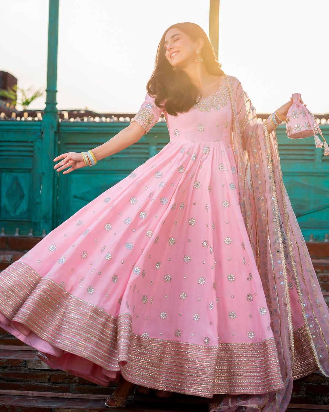 Mahika Pink Loop Anarkali Suit Set