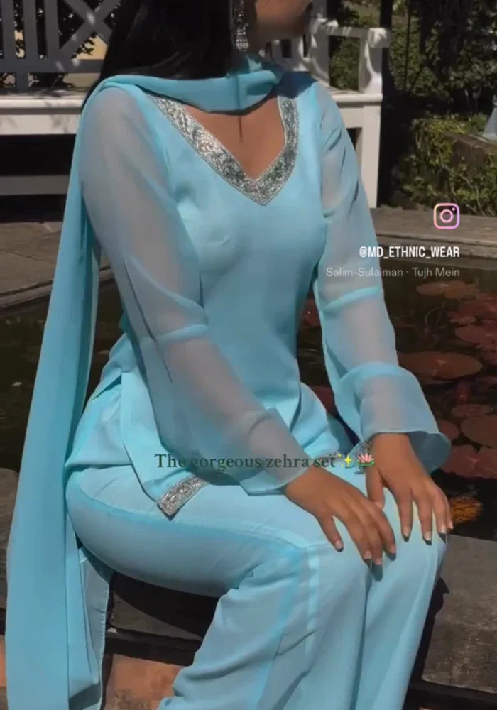 Aaira Sky Blue Georgette Suit