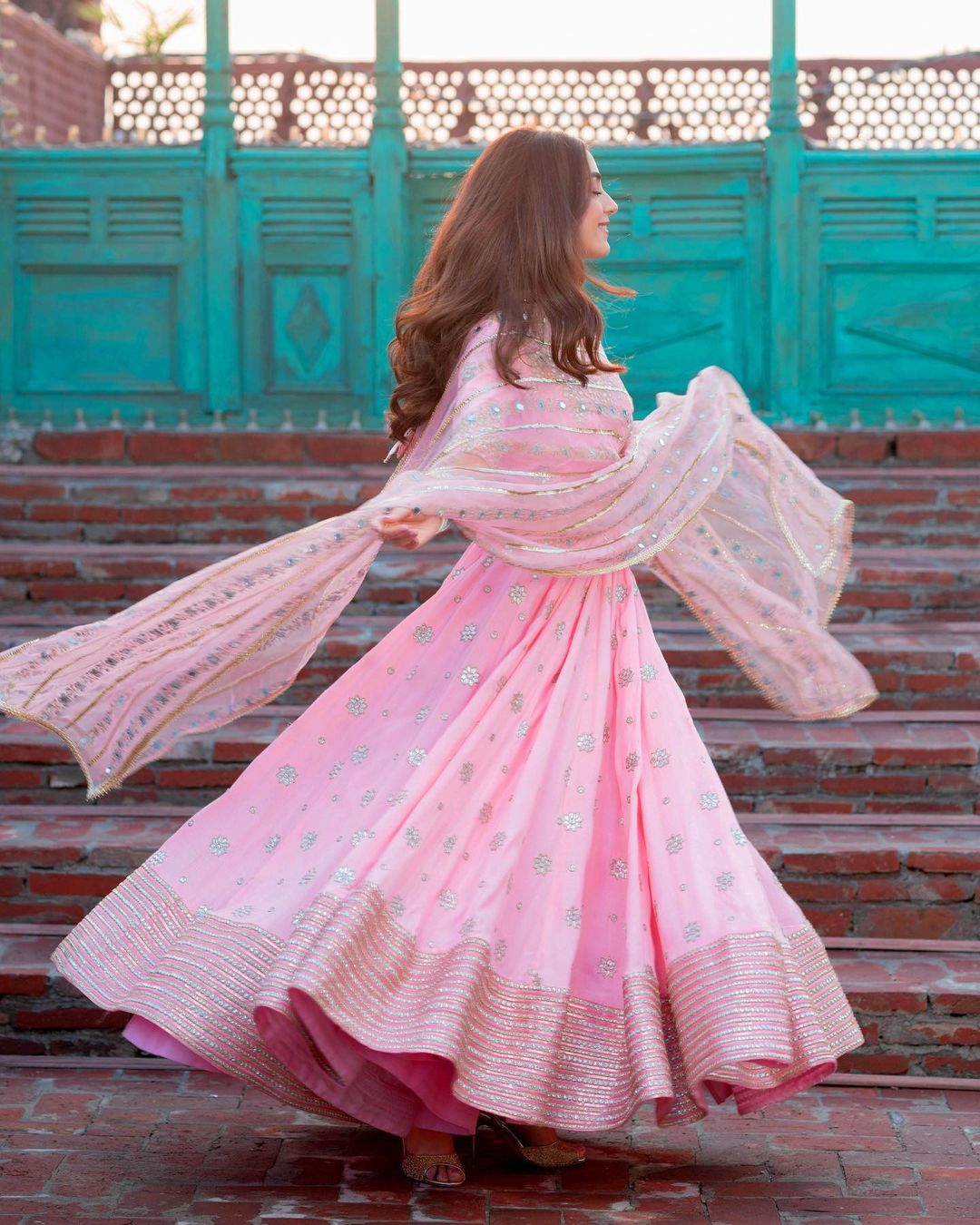 Mahika Pink Loop Anarkali Suit Set