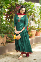 Charvika Temple Cotton Anarkali Set