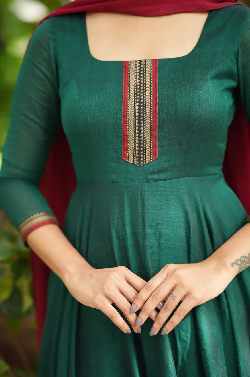 Charvika Temple Cotton Anarkali Set