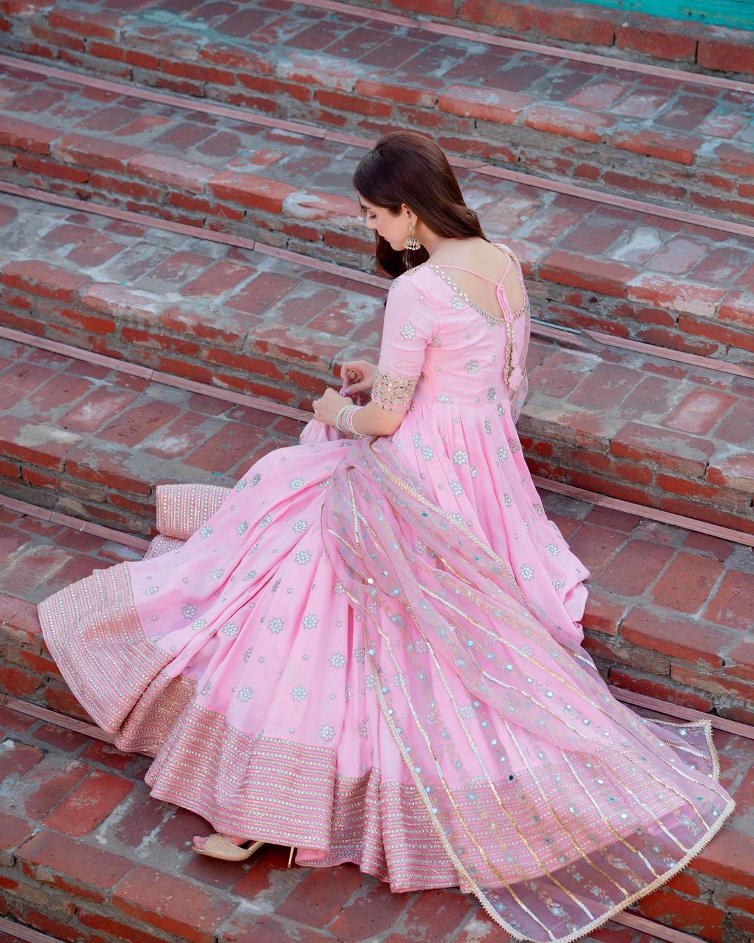 Mahika Pink Loop Anarkali Suit Set