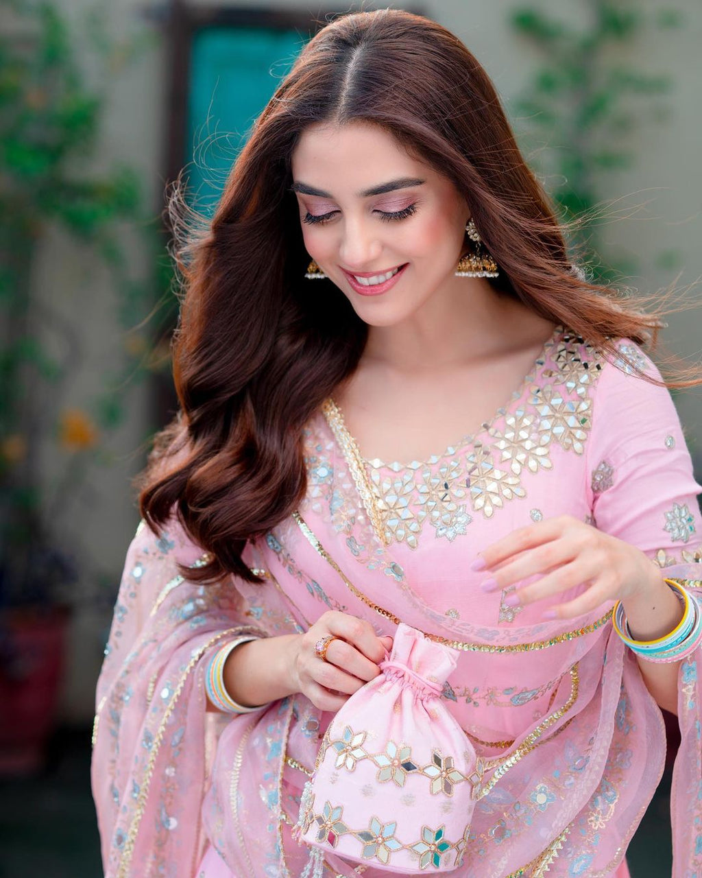 Mahika Pink Loop Anarkali Suit Set