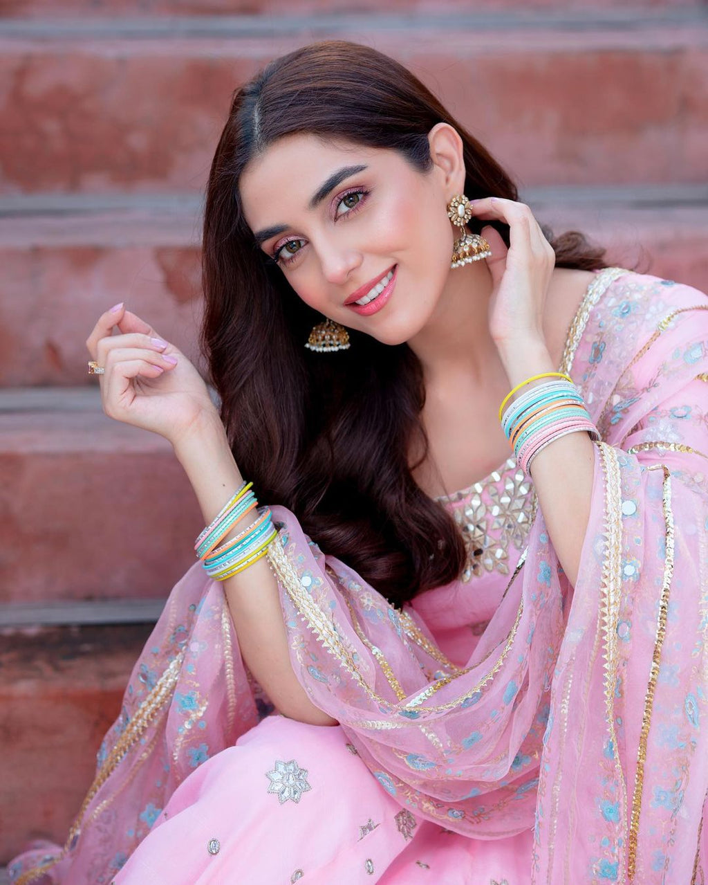 Mahika Pink Loop Anarkali Suit Set