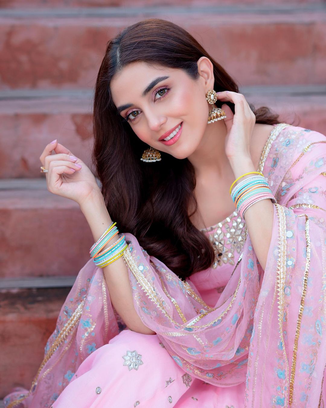 Mahika Pink Loop Anarkali Suit Set