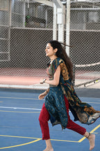 Blue crepe embroidered salwar set