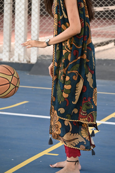 Blue crepe embroidered salwar set