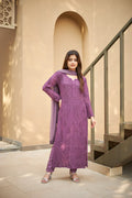 Aarika Purple Georgette Straight Kurta Set