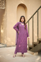 Aarika Purple Georgette Straight Kurta Set