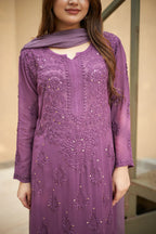 Aarika Purple Georgette Straight Kurta Set