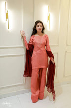 Avni Peach Embellished Kurta Set