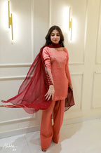 Avni Peach Embellished Kurta Set