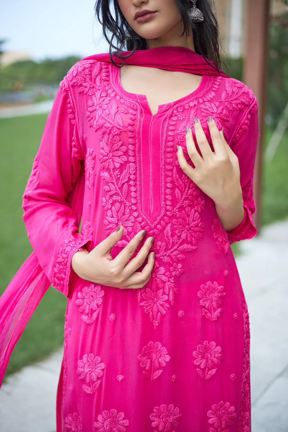 Aarika Hot Pink Georgette Kurta Set