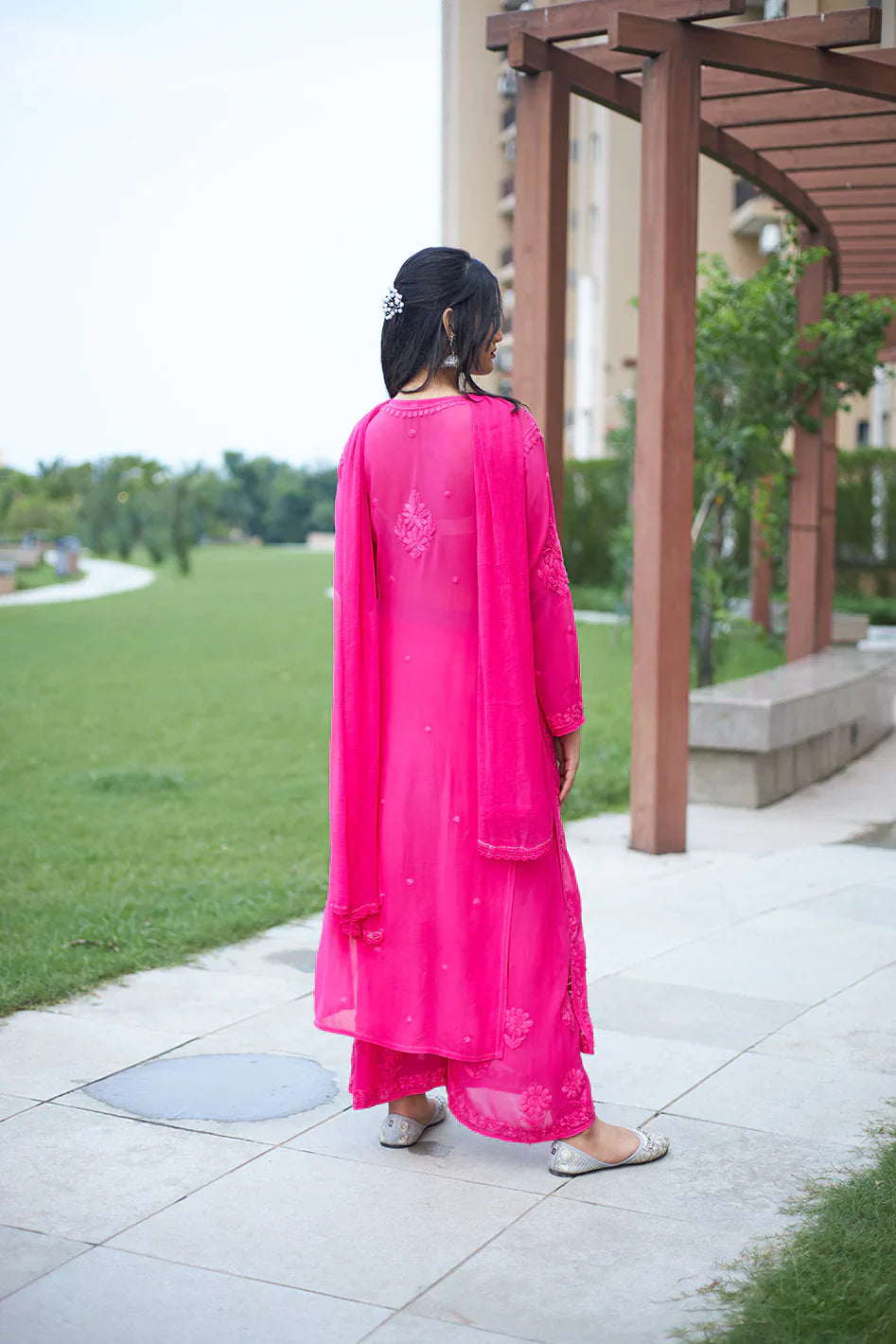 Aarika Hot Pink Georgette Kurta Set