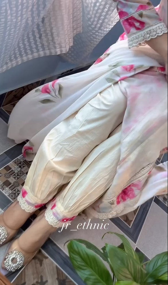 Pink stunning Floral Suit Set With Dupatta