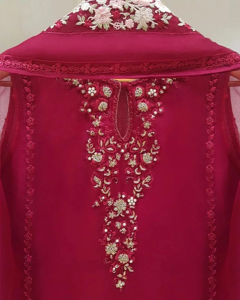 Tanirika Red 4-Piece Stitched Organza Dress