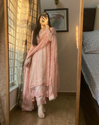 Barkha Whisper Pink Chiffon Embroidered 4PC Dress