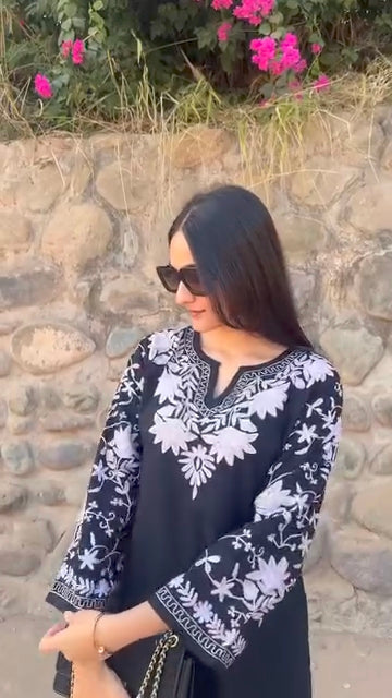 Aarika Black Chikankari Kurti Pant Set