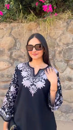 Aarika Black Chikankari Kurti Pant Set