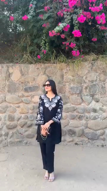 Aarika Black Chikankari Kurti Pant Set