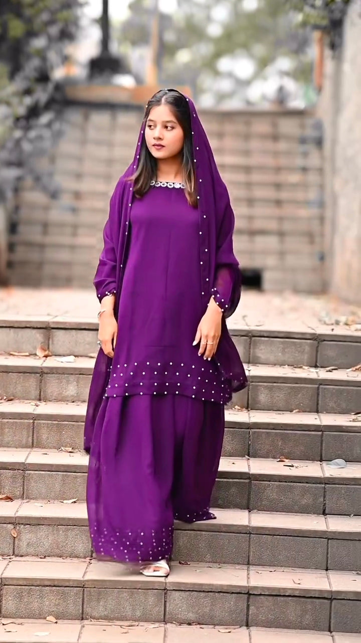 Aarohi Purple Embroidered Kurta Set