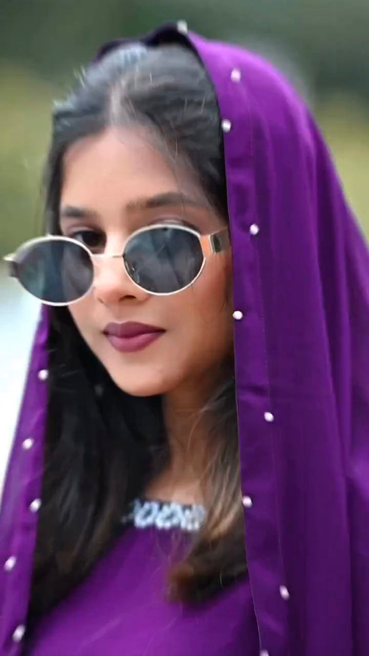 Aarohi Purple Embroidered Kurta Set