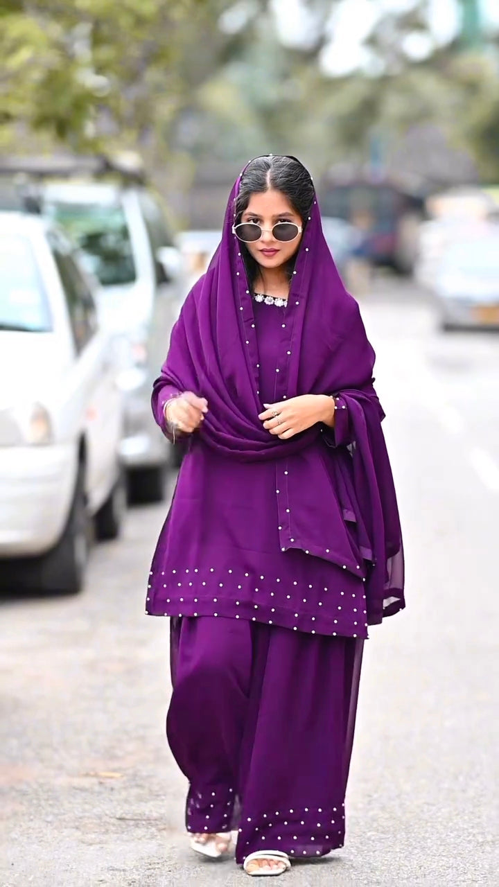 Aarohi Purple Embroidered Kurta Set