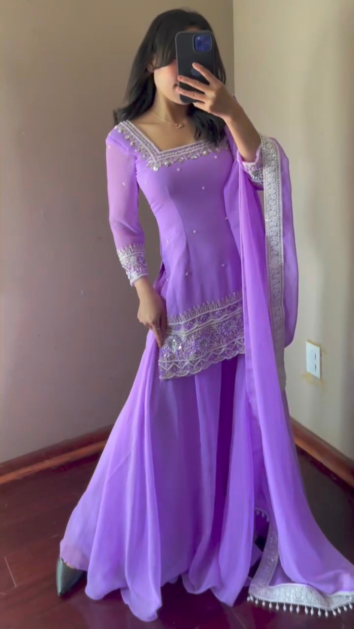 Kusum Purple Handwork Kurta Suit