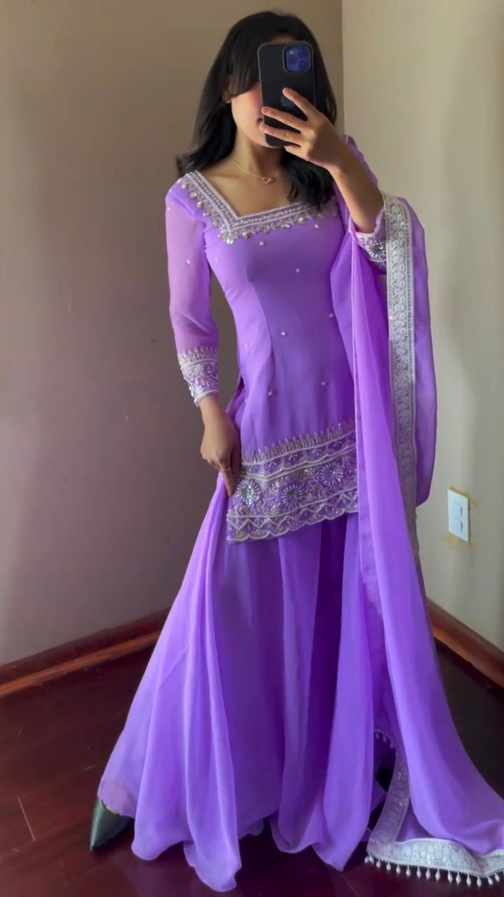 Kusum Purple Handwork Kurta Suit