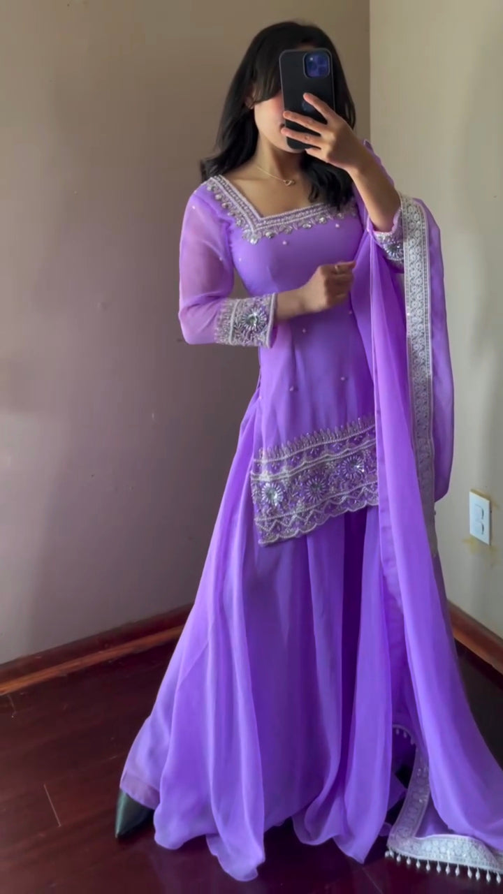 Kusum Purple Handwork Kurta Suit