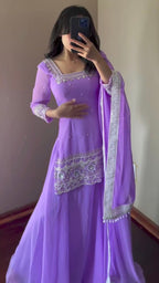 Kusum Purple Handwork Kurta Suit