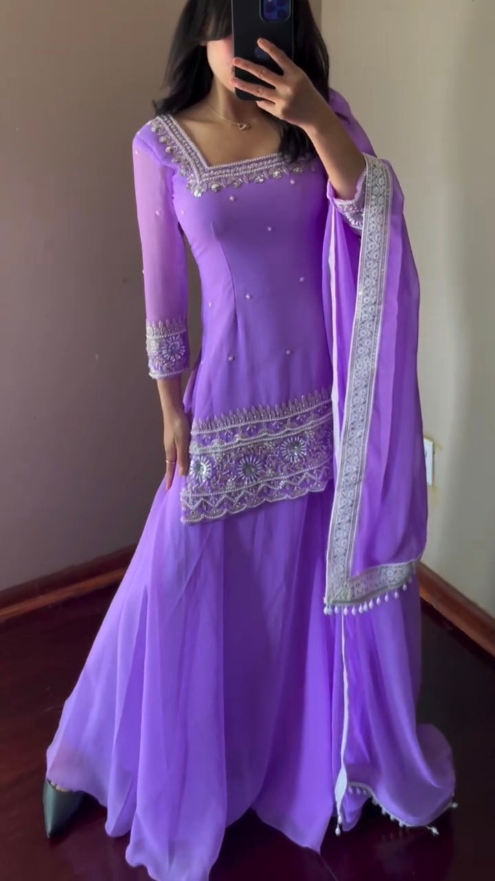 Kusum Purple Handwork Kurta Suit
