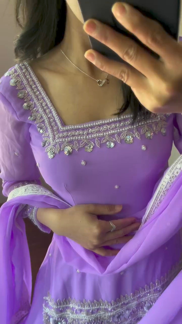 Kusum Purple Handwork Kurta Suit
