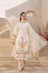 Noor Ivory Cotton Embroidered Suit