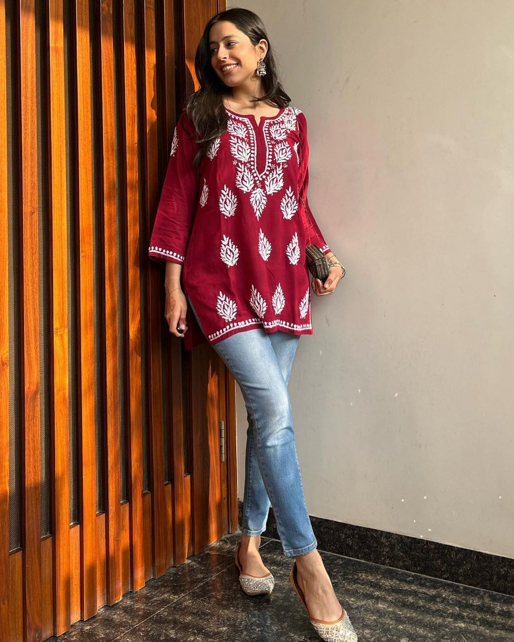 Tara Chikan Rayon A-Line Kurti