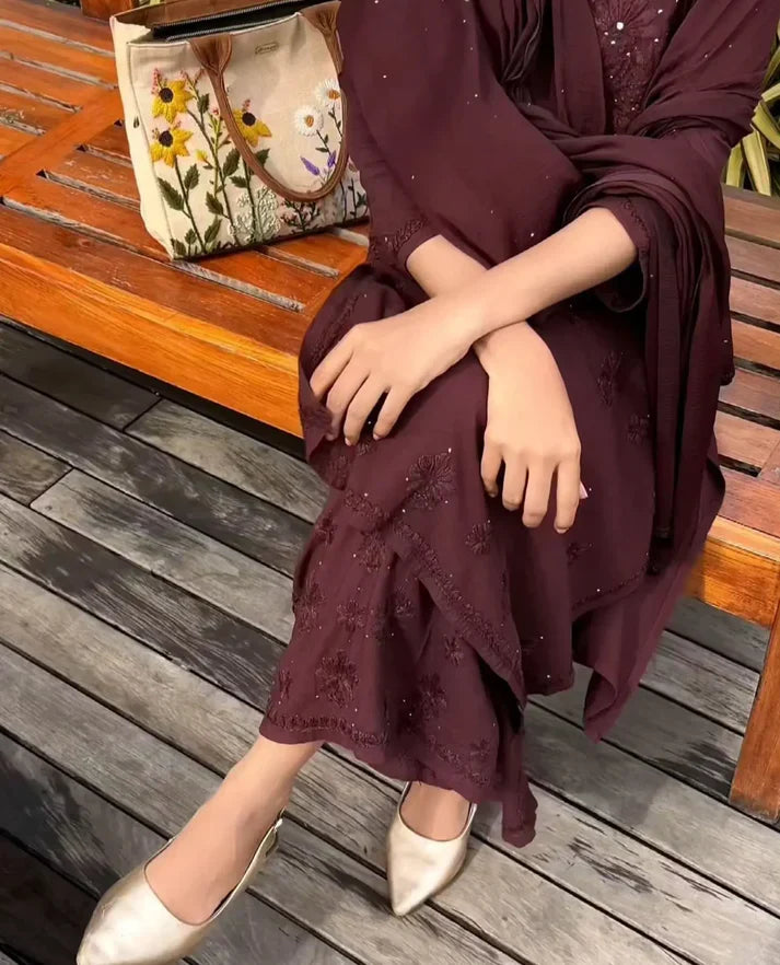 Chandrika Rayon Mukaish Chikankari Set