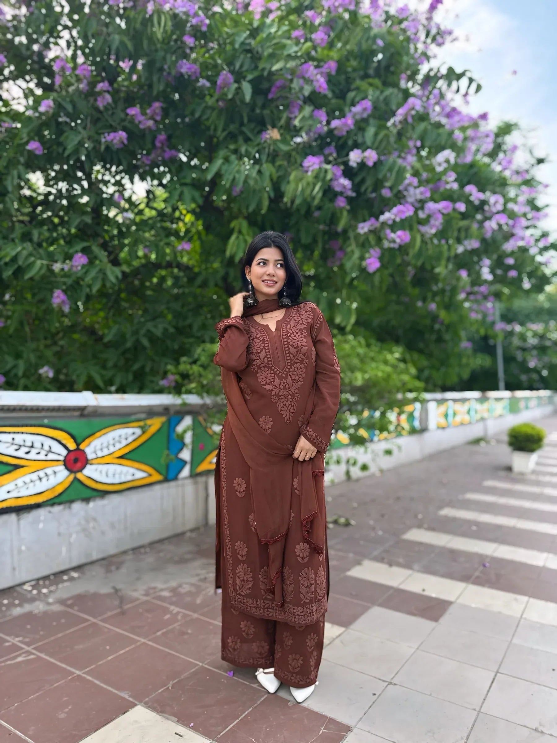 Vanya Brown Georgette Kurta Set
